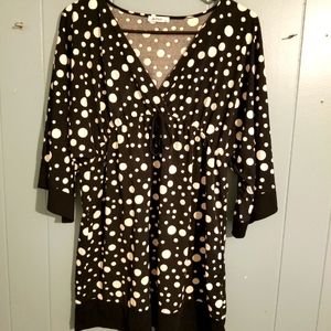 Jaipur Black and White Polka Dot V-Neck Blouse